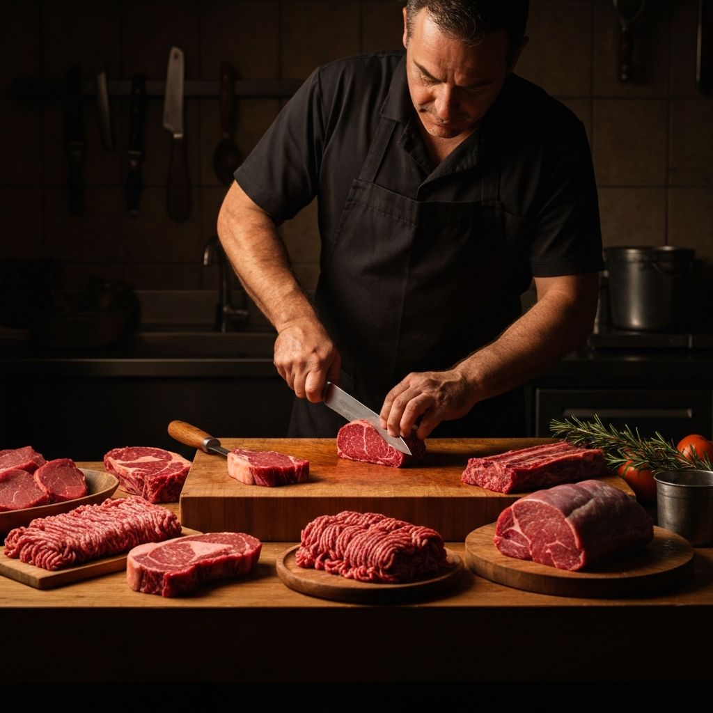 Preparacion artesanal de cortes de carne en nuestra carniceria